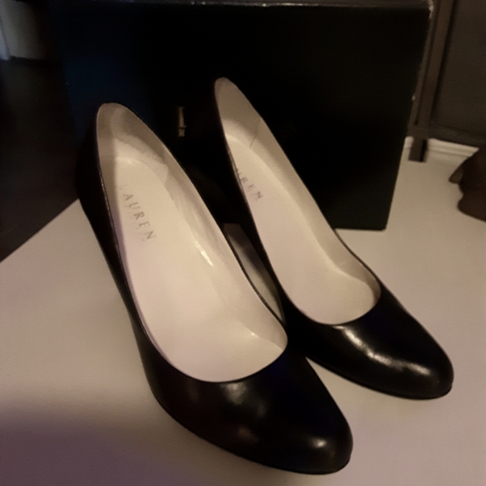 Ralph Lauren Black Leather Heels  #187